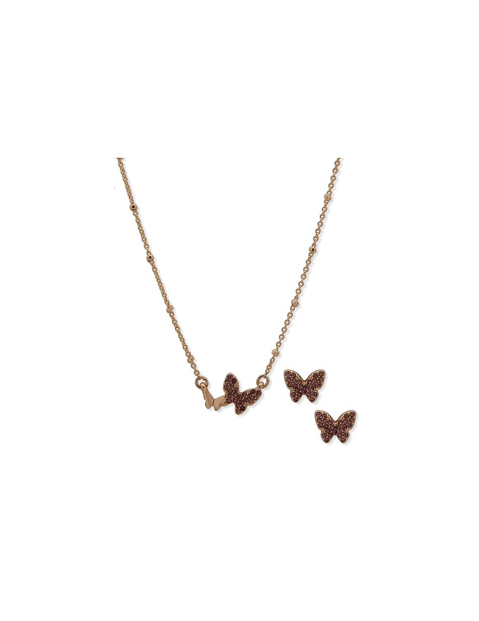 Earring Anne Klein Butterflies Motif Necklace and Earring Set in Pouch   | TOE-3852034